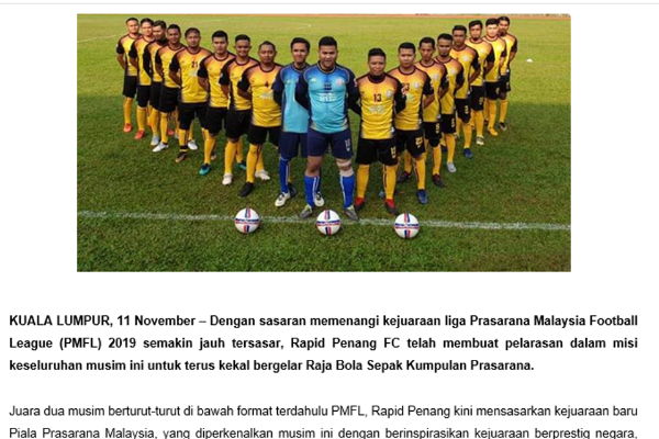 MISI TERUS BERGELAR RAJA BOLA PRASARANA
